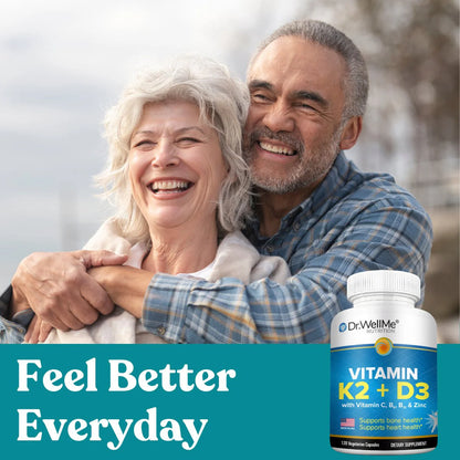 Vitamin D3+K2 with C, B6, B12 & Zinc - 120 Capsules